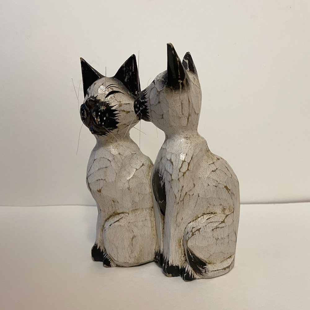 Wooden Siamese cat figure